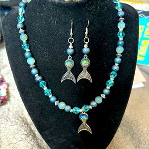 Blue and Silver Mermaid Tail Necklace